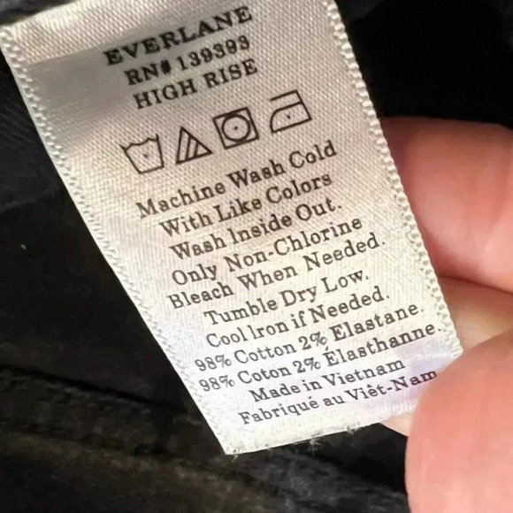 Everlane Black Denim High Rise Straight Leg Jeans Size 26 Regular Stretch Casual - Picture 4 of 8